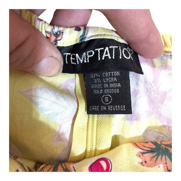 Temptation Hawaiian Luau Hula Dancers Womens Floral Halter Dress Retro Print S - Picture 4 of 6